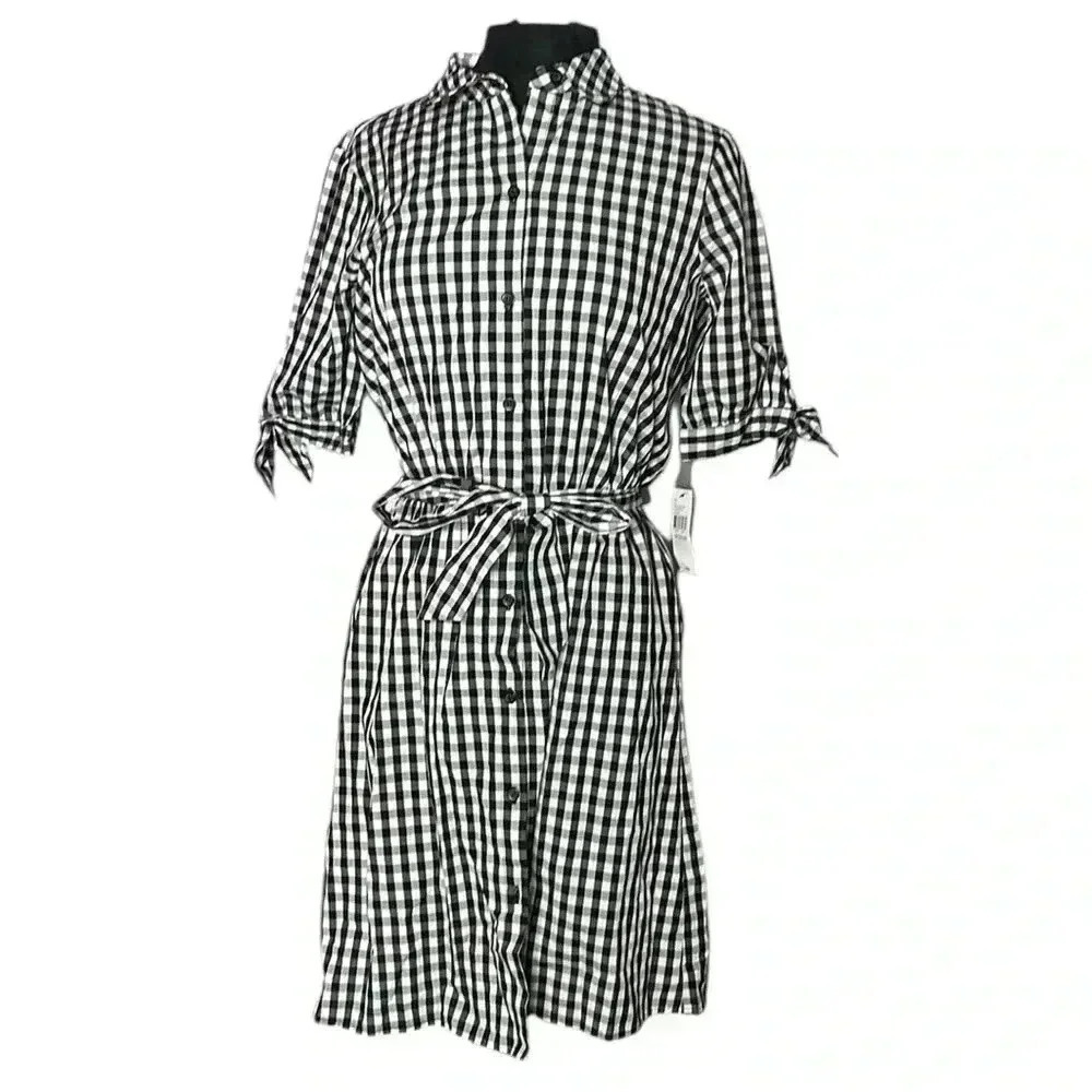 Alyx Gingham Checked Button Front Midi Dress Size… - image 1